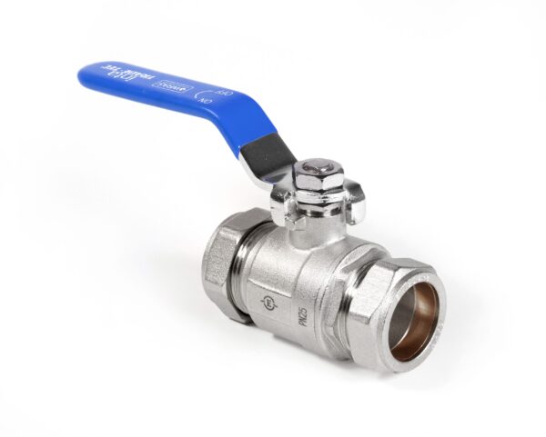 28mm Full Bore Compression Ball Valve with Lever Handle (Inc Red & Blue Sleeves)