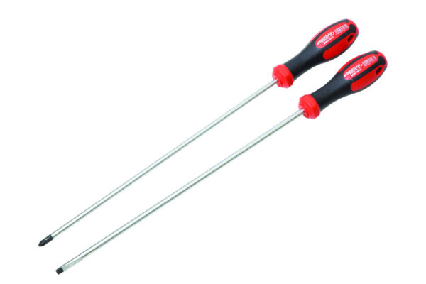 2 PIECE XTRA LONG REACH SCREWDRIVER SET 400MM (300MM SHAFT)